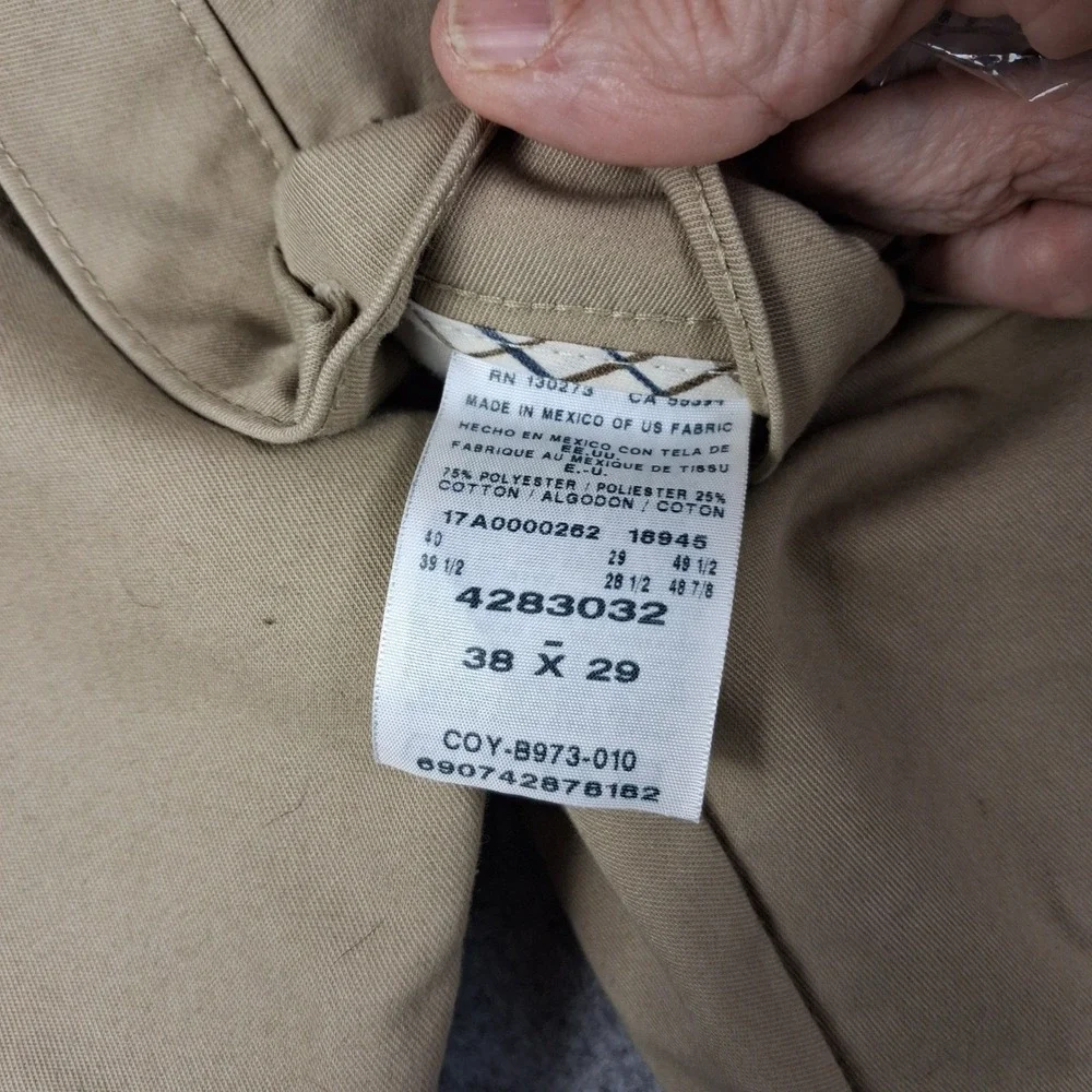 Lee Total Freedom Khaki Pants Mens 38x29 Tan Relaxed Fit Chino Trousers